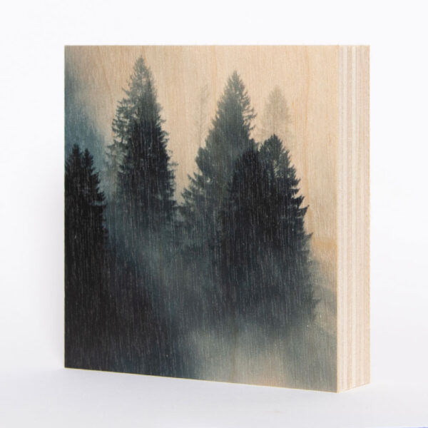 Schwarzwald im Nebel [5] | Holzbild<br>10 x 10 x 1,9 cm (BxHxT)