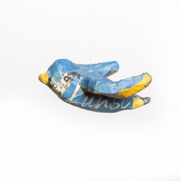 Hängender Vogel aus Ton [2] | UNIKAT<br>6 x 6 x 3 cm (BxHxT)